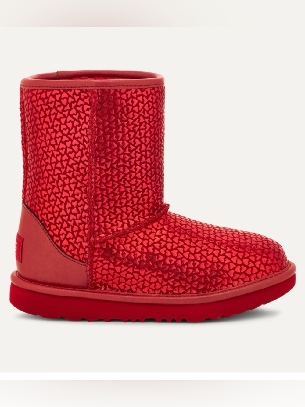 UGG Classic II Gel Hearts Red Sequin Boots 1151613K Size 6 Kids Women's 7 NIB